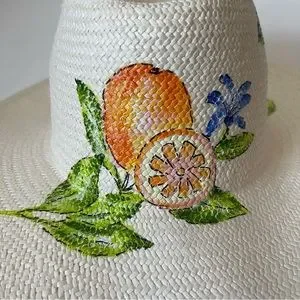 NWT- ONIA hand painted Rosa Panama Orange hat. Perfect in every way !? Onia | Accessories | Nwt Onia Hand Painted Rosa Panama  main image 3